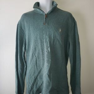 Polo Ralph Lauren Mens XL 1/4 Zip Green Sweater